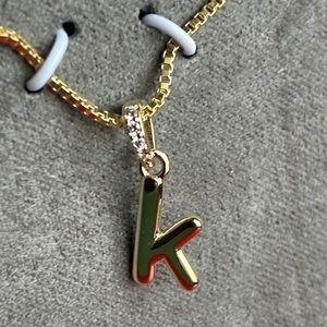 Gold Plated 'K' Initial Necklace